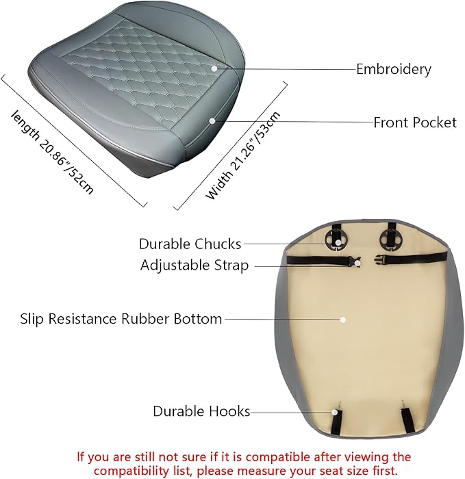 Cusaota 2 Piece Car Seat Covers Protectors for Front Seat Bottoms, Luxury PU Leather Breathable Car Interior Seat Cushion Pad Mat for Auto Supplies (Sedan SUV Truck Jeep Mini Van) (Gray-2PCS)