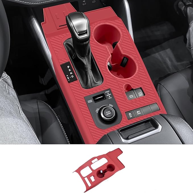 Temmis Center Console Silicone Organizer Wrap for Toyota Highlander 2026 (Gasoline Version), Full-Wrap Center Consel Electrostatic adsorption Cover for Toyota Highlander-Red