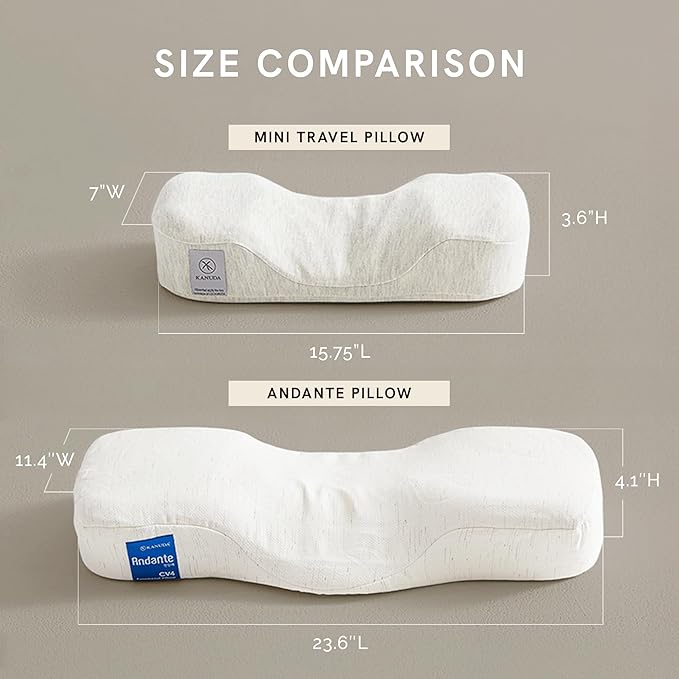 Kanuda Travel Pillow (Scandi Blue) – Orthopedic Cervical Neck Pillow for Travel, Firm Ergonomic Memory Foam Support with CV4 & OCBR Therapy, Washable Cover & Storage Bag