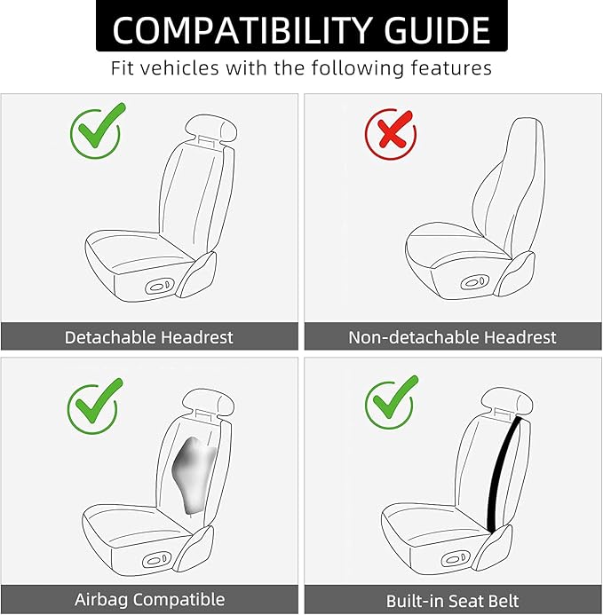 2 Pack Leather Front Car Seat Covers, Universal Sideless Car Seat Protectors with Storage Pocket and Seat Belt Pads, Waterproof Automotive Seat Cover for Cars Trucks SUV(Grey)