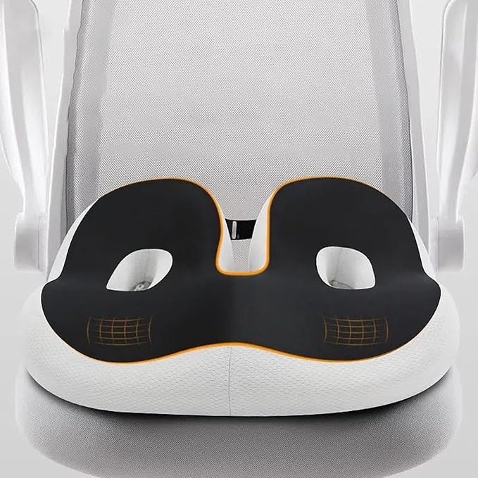 Breathable Thick Chair Seat Cushion,Upgraded Memory Foam Office Chair Cushions, Anti-Slip Bottom Car Plane Wheelchair Seat Cushion,Relieve Sciatica Tailbone Back Pain Cushion for Long Sitting (Black)