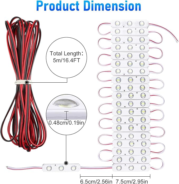 Linkstyle 60 LED 12V Van Interior Light Kits, 12V LED Light Strip, Super Bright Ceiling Work Lamp Enclosed Trailer Lights for Auto Truck Van RV Boats Bus Christmas Decor, 20 Modules