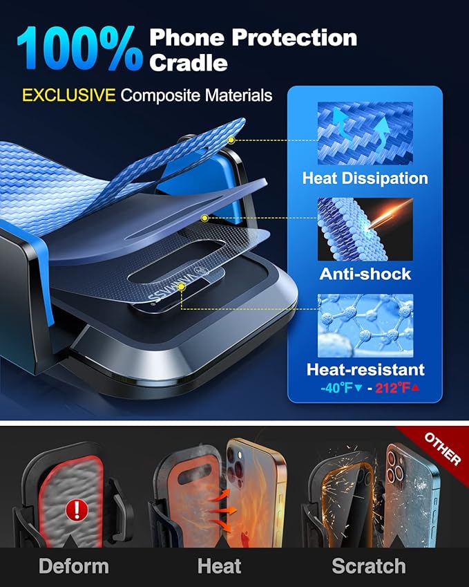 VANMASSใ85+LBS Strongest Suction & Military-Grade Ultimate Car Phone MountใPatent & Safety Certsใ Cell Phone Holder Truck for Dashboard Windshield Vent for iPhone 17 Pro Max 16 15 14, Blue