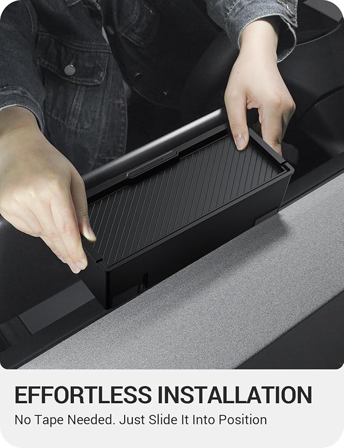 BASENOR Behind Screen Storage for Tesla Model Y Juniper 2025-2026 Model 3 Highland 2024-2026, Hidden Sunglasses Holder Tray with Privacy Protection, Dashboard Center Console Organizer Accessories