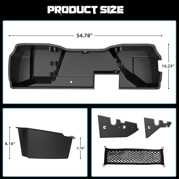 Underseat Storage Compatible with 2014-2018 Chevy Silverado GMC Sierra Double/Extended Cab 1500(Inclu 2019 Ld/Lt)& 2015-2019 2500 3500 HD, Upgraded Rear Under Seat Organizer Cargo Box