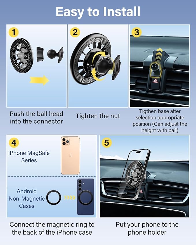 Car Phone Holder for Ford Explorer 2011-2018/Police Interceptor SUV 2013-2015 2016 2017 2018 Accessories Automobile Cradles Magnetic Phone Mount Compatible with MagSafe, Strong Magnets Cell Phone Base