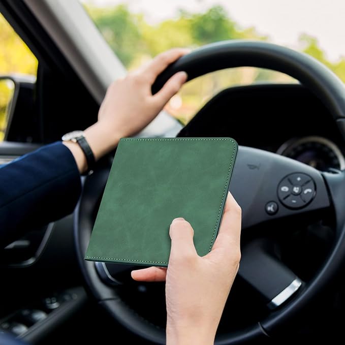 CoBak Car Registration and Insurance Holder - Small and Lightweight Vehicle Glove Box Car Organizer, Auto Truck Comparment Accessories Case for Essential Document, Driver License (Emerald)