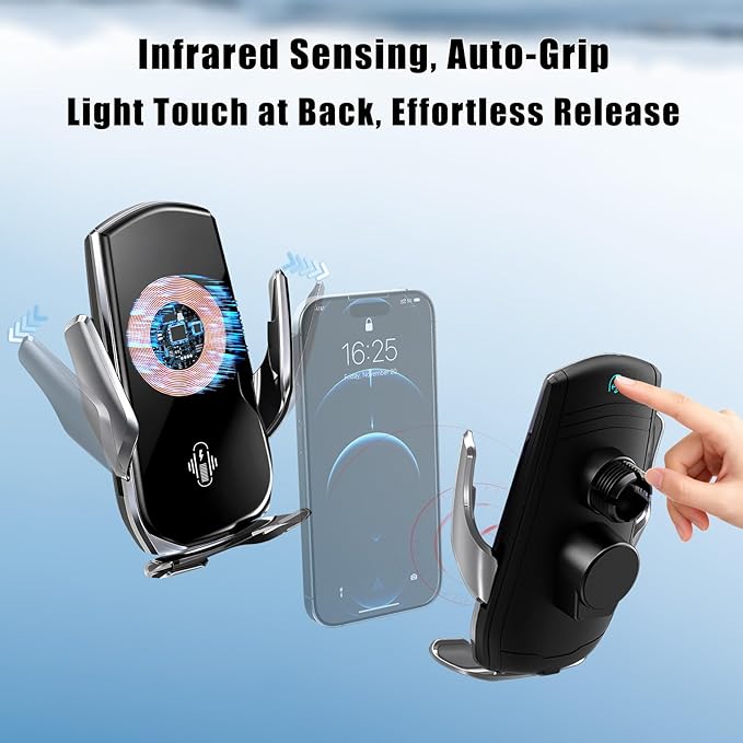 Car Phone Mount for Ford Explorer 2011–2019, 15W Wireless Fast Charging Auto-Clamping Vent Phone Holder, One-Hand Operation, Hands-Free, 360° Adjustable, Without Blocking Airflow