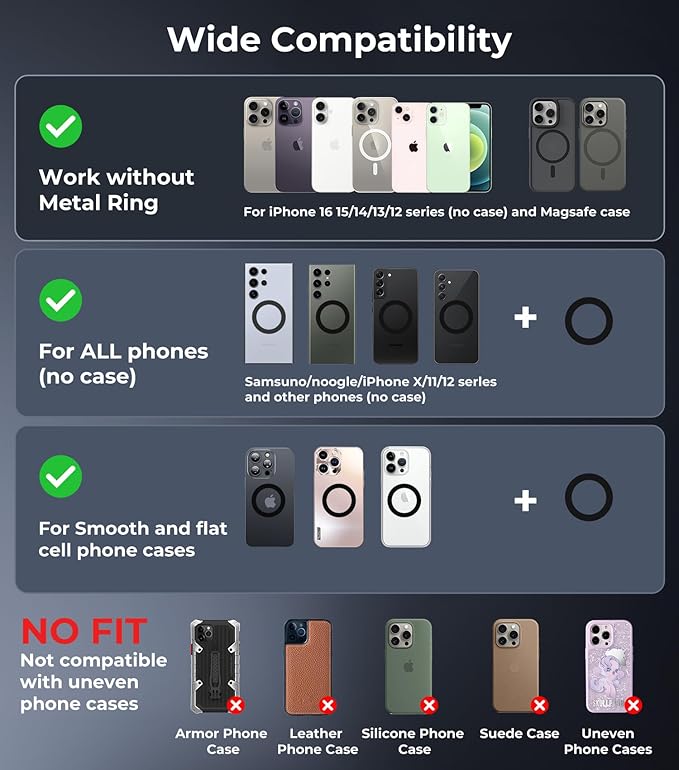 【World Minimal Space Design】 Folding Car Phone Holder Mount for Magsafe, Dashboard Windshield Magnetic Mount, Best Car Accessories for iPhone 16/15/14/13/12 Pro Max Plus, Men & Women