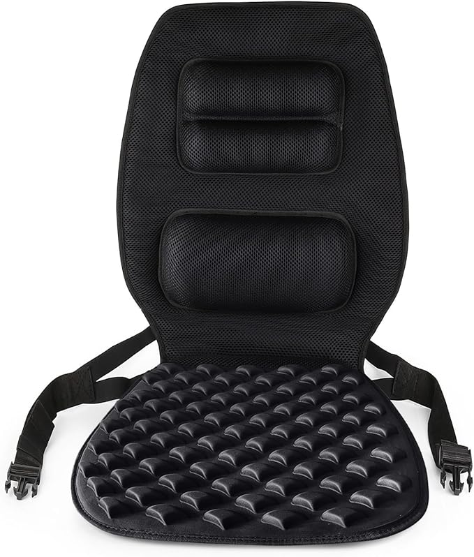 FOMI Premium Gel Cushion and Firm Back Support | Seat Cushion Pad and Upper Lower Thoracic and Lumbar Pillow for Car, Office Chair | Pressure Sore, Coccyx Pain Relief | Posture Aid (Bubble Gel)