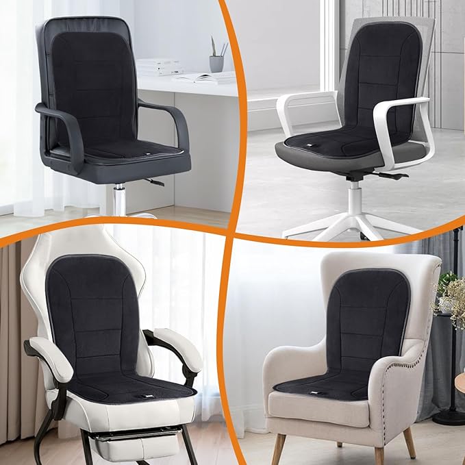 MAXCOM 12V UL Heated Seat Cushion - Heating Pad with Pressure-Sensitive Switch & 12H Timing & 7-Temperature Adjustable - Seat Cover Warmer for Home, Office Chair