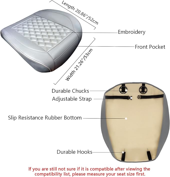 Cusaota 2 Piece Car Seat Covers Protectors for Front Seat Bottoms, Luxury PU Leather Car Interior Seat Cushion Pad Mat, Compatible with 90% Vehicles (Sedan SUV Truck Jeep Mini Van) (Gray-2PCS)