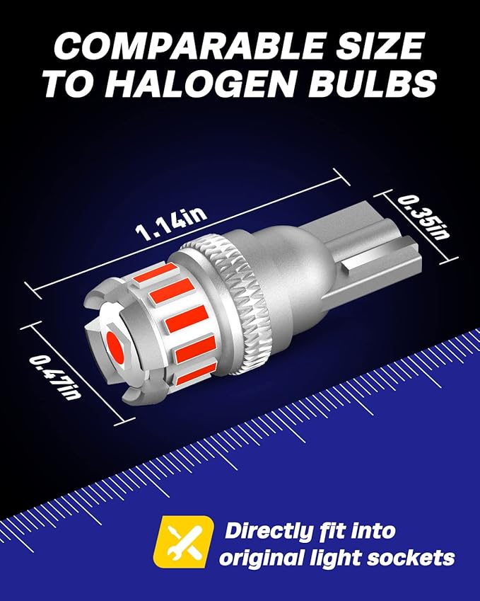 AUTOONE 194 LED Bulb Red, 300% Brighter T10 168 2825 W5W LED Bulbs for License Plate Light Dome Map Door Courtesy Interior Car Lights, Pack of 2