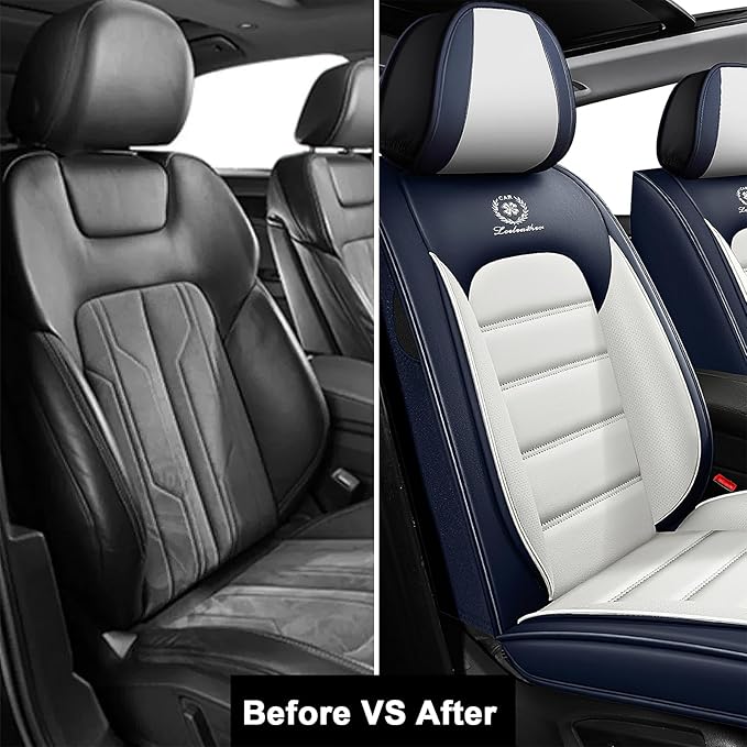 2 Seat Covers for Chrysler Pacifica 2004-2026 Breathable Car Seat Covers,Anti-Slip Waterproof Car Seat Protectors with Airbag,Automotive Vehicle Cushion with Storage Pockets (Standard,Blue)