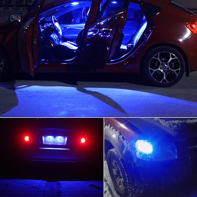 PHINLION 194 LED Blue Bulbs, Super Bright 168 2825 175 T10 Wedge LED Non Polarity Replacement Lamps for Car Interior Dome Map Reading Door Courtesy Parking License Plate Lights
