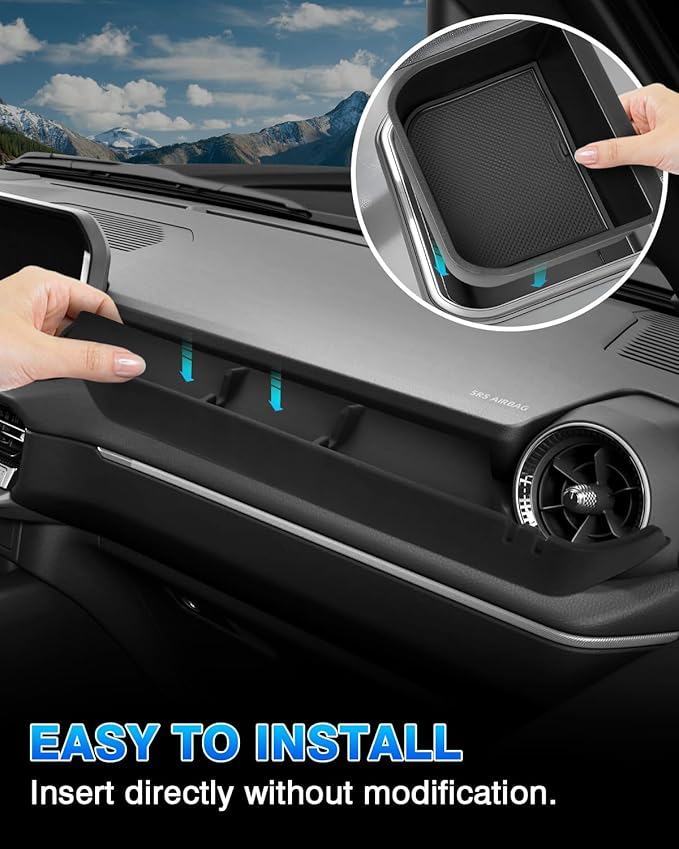 Karltys 2 Pcs Center Console Organizer, Middle Console Organizer with Silicone Mat, Passenger Storage Tray with Hook for Toyota Land Cruiser 250 2024 2025 2026 Accessories(Only for Cool Box Version)