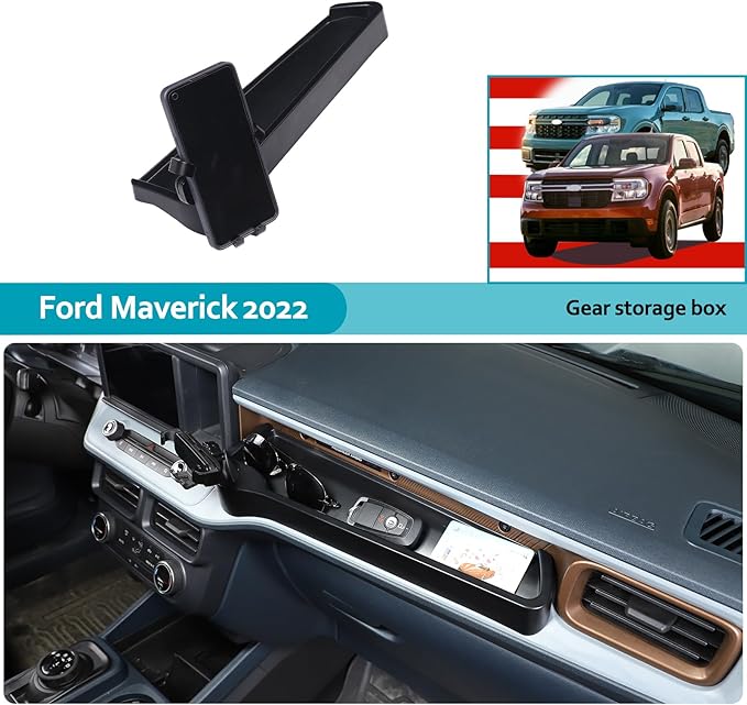 CHEAYAR Dashboard Storage Box Fit for Ford Maverick 2022, ABS Dash Panel Tray Organizer, Dash Tray Phone Holder Mount with Storage Box, Dash Center Console Table Storage Tray (Co-Pilot-Type B)