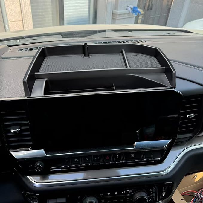 Center Console Dashboard Organizer for 2022-2024 2026 Chevy Silverado/GMC Sierra 1500 Accessories and 24-26 Silverado/Sierra 2500HD/3500HD, Dash Storage Tray (Fits 13.4 Inch Screen Only)