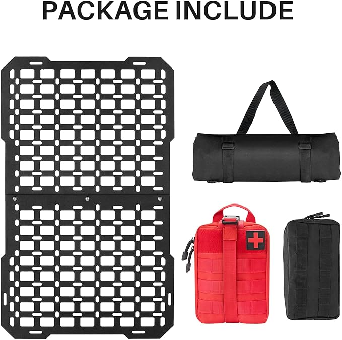 Car Organizer Back Seat – Tactical Seat Back MOLLE Panel with MOLLE Pouches, Universal Car Modular Storage Organizer for Vehicle