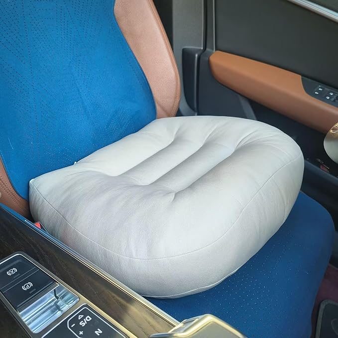 Adult Booster Seat for Car/Portable Booster Seat for Driver/Breathable Non-Slip Seat Cushions with Practical Handle for The Car, Office, Wheelchair, Broader Vision, 17.7"x15.7"x4.7"(Beige)