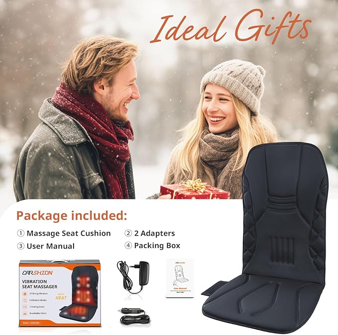 Upgraded Length Back Massager with Heat,10 Vibration Massage Seat Cushion for Home,Heated Seat Cover Cushion for Pain Relief