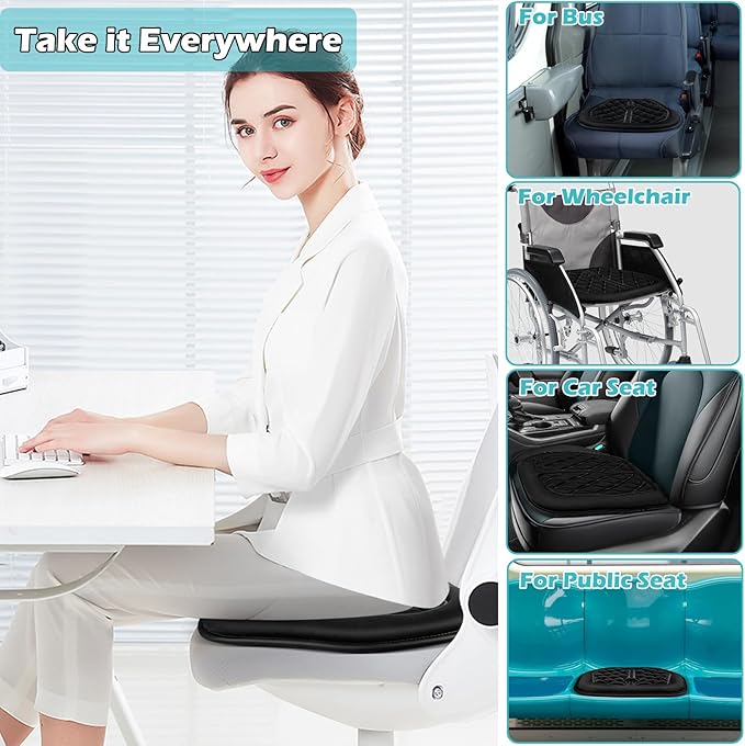 Big Ant Car Seat Cushion, Comfort Memory Foam Driver Seat Cushion Improve Driving View, Sciatica and Lower Back Pain Relief, Seat Cushions for Car Seat Driver, Office Chair, Wheelchair - Black