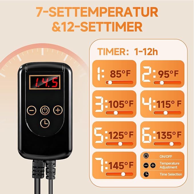 Heated Seat Cushion for Office Chair, 7-Level Heating Chair Pad with Timer, Comfortable Seat Warmer for Home, Office and More