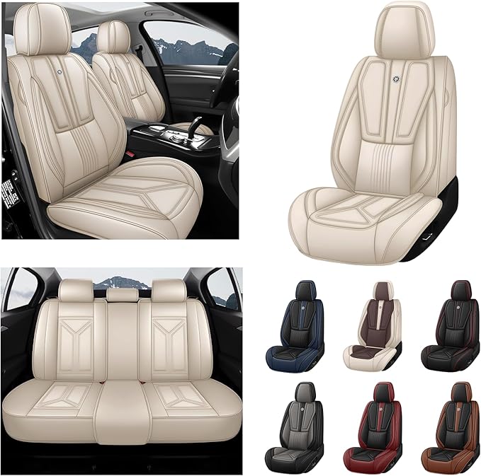 Car Seat Cover for Lexus RX 350 2007-2026,Leather Seat Cover for Car,Breathable Vehicle Cushions Cover Waterproof Protectors Seat Protector, (Full Set,Beige)