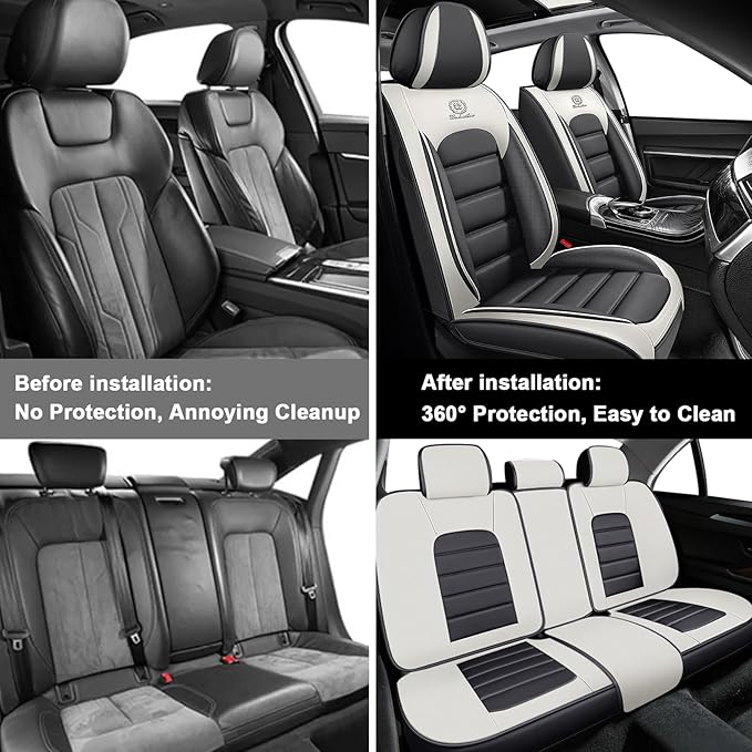 5 Seat Covers for Chrysler Pacifica 2004-2026 Breathable Car Seat Covers,Anti-Slip Waterproof Car Seat Protectors with Airbag,Automotive Vehicle Cushion with Storage Pockets (Standard,Gray)