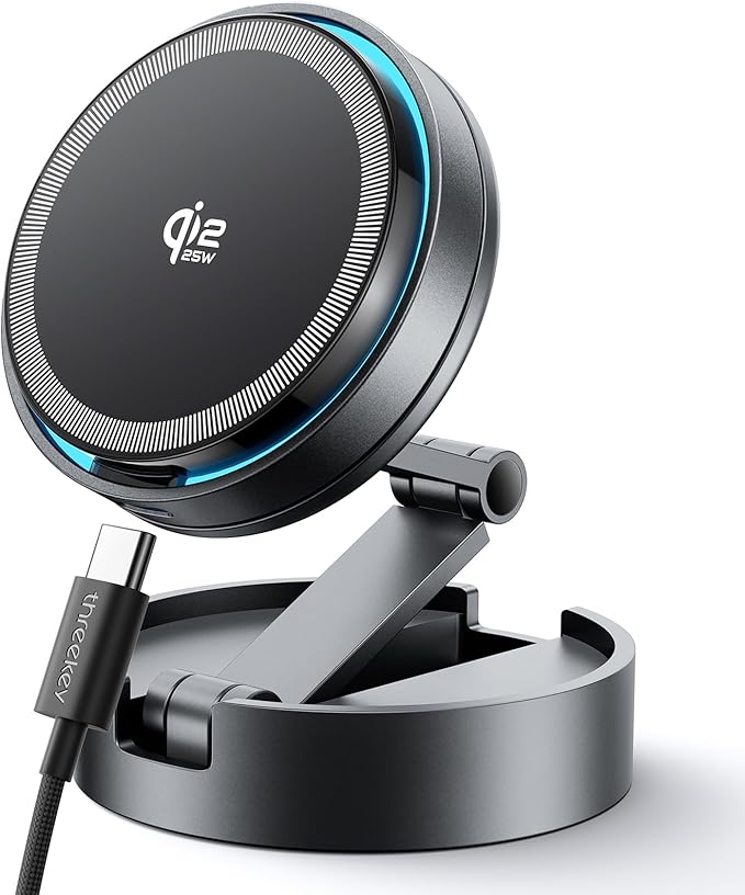 Qi2 25W Magsafe Car Mount Charger with Cooling Fan, LED Light,360° Rotating&Retractable Phone Holder,Magnetic Mount for iPhone17-12&Galaxy S25 Ultra