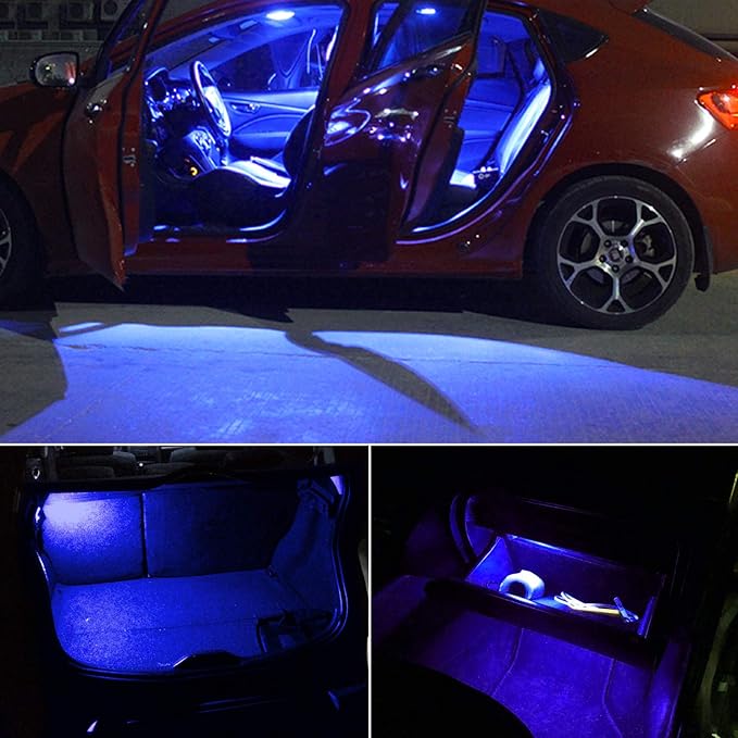 PHINLION Super Bright 212-2 LED Bulb 3030 6-SMD Festoon 41mm 42mm 211-2 214-2 578 Bulbs for Car Interior Map Dome Trunk Courtesy Light, Blue (4 Pack)