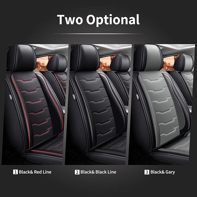 Breathable Ice Silk Front Seat Covers for Hyundai Elantra 2017-2024 2025 2026 - Waterproof Leather Car Cushions Anti-Slip Cooling Seat Covers Protector(2 Seats - Black&Grey)