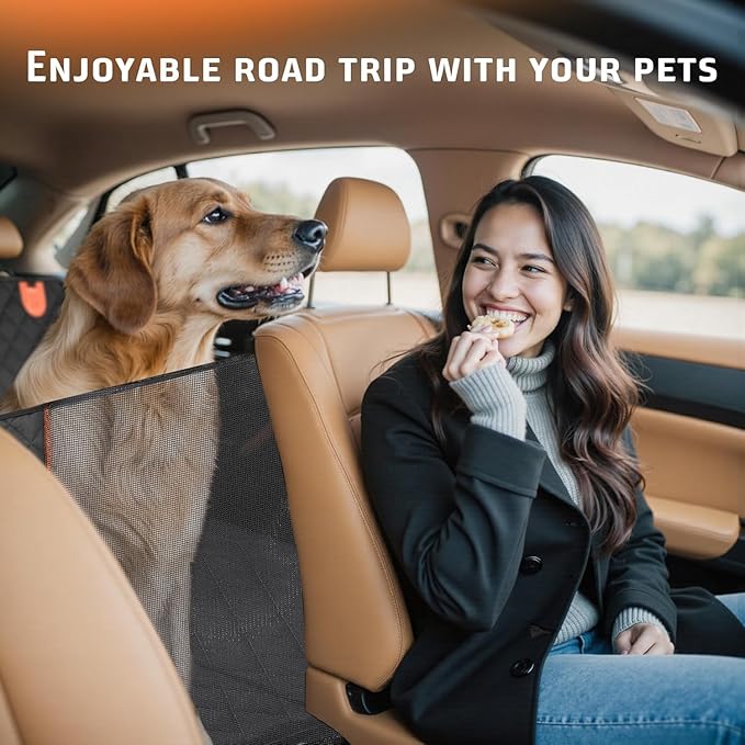 Back Seat Extender, Car Dog Seat with Hard Bottom Holds 420lbs, Thick & Durable Waterproof Pet Hammock Protector for Car, SUV,Truck(Black)