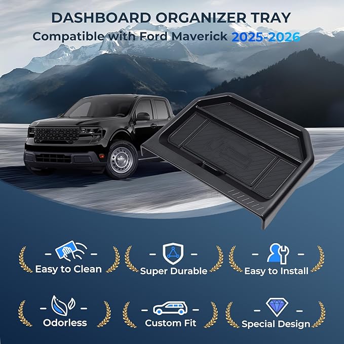 Dashboard Storage Tray Dash Organizer for Ford Maverick 2026 2025 (Only for 13.2 inch Screen), Interior Accessories Center Console Behind Screen Storage Box for 2025-2026 Maverick, Black