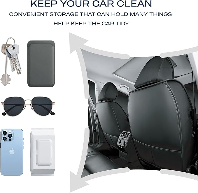 Skechers MAX Cushioning Car Seat Covers,Memory Foam Leather Car Seat Protectors, Airbag Safe Waterproof Sideless Front Seat Covers with Storage Pocket,Universal Fit for Cars Trucks SUV, Black 2PCS