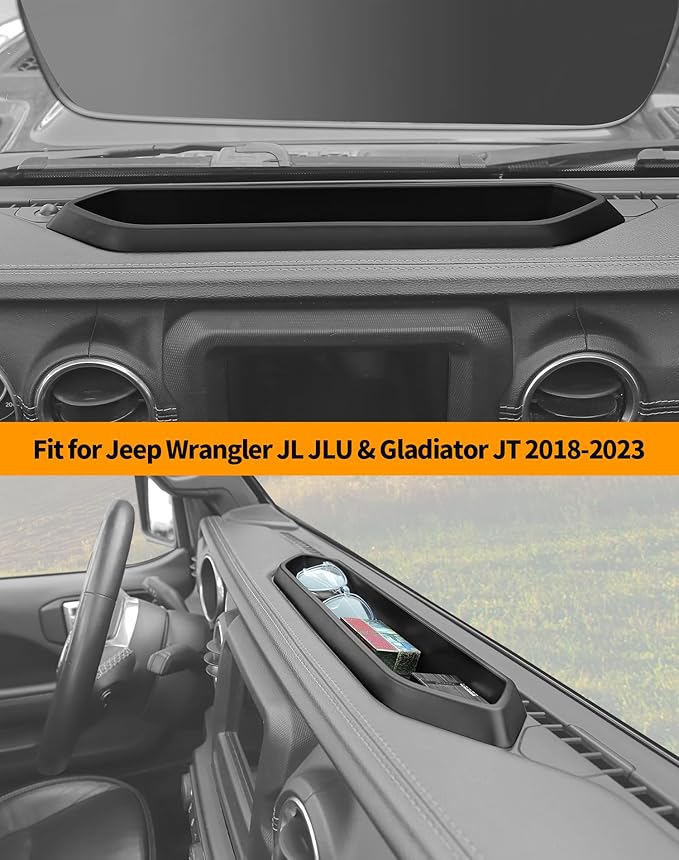 Hoolcar for Jeep Center Console Dashboard Storage Tray Compatible with Jeep Wrangler JL JLU 2/4 Doors 2018-2024 Interior Accessories Dash Organizer Tray for Key Sunglasses Phone