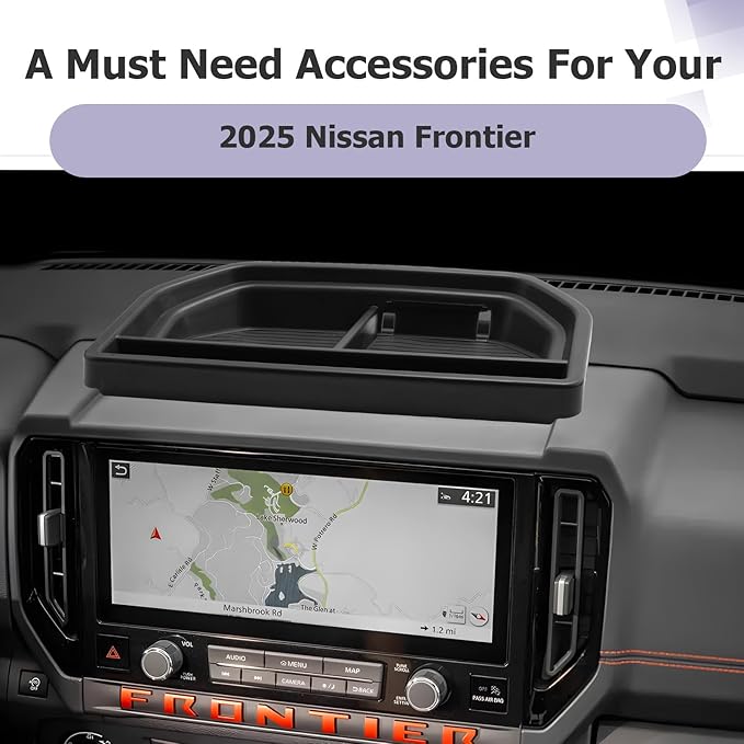 LUWU for 2025 2026 Frontier Dashboard Storage Tray 2025 2026 Frontier S/SV/Pro-X/Pro-4X/SL 12.3-inch Behind Screen Organizer Center Console Display Box Dash Tray Frontier 2026 (Only for 12.3" Screen)