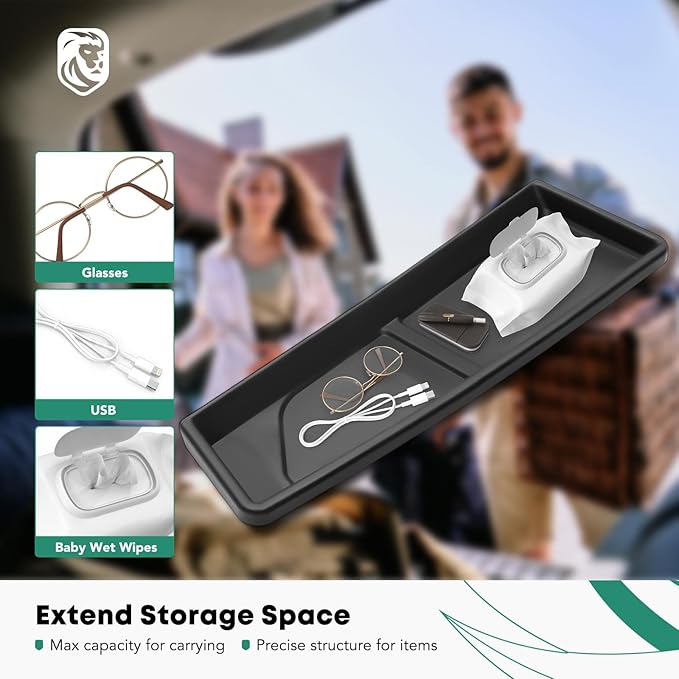 YHTAUTO Dashboard Organizer Fit for Ford Bronco 2021 2022 2023 2024, TPE Center Console Dash Storage Tray, Dashboard Accessories