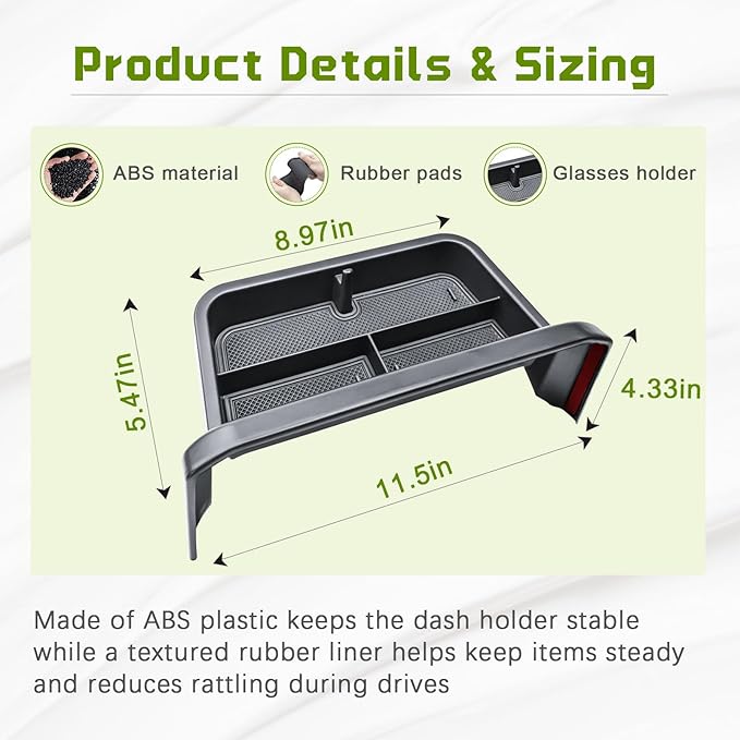 Dash Storage Tray Compatible with 2021-2023 Nissan Rogue SL/Platinum Interior Accessories Center Console Dashboard Organizer Mount Holder Storage Tray Behind Screen (ONLY for 9 Inch), Black