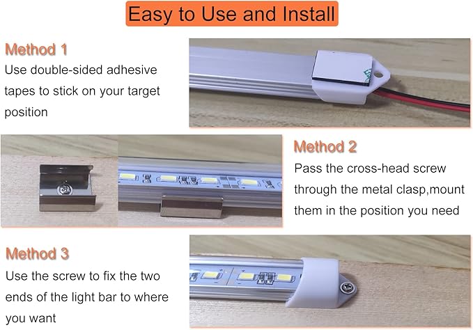 12V Interior LED Light Bar for Car,12V LED Light Strip 54 LEDs Lighting Super Bright 7000K White Color DIY Cabinet LED Light Strip for Car,Trailer,Motorhome,Van,RV,Truck Bed Lights(4 Pack)