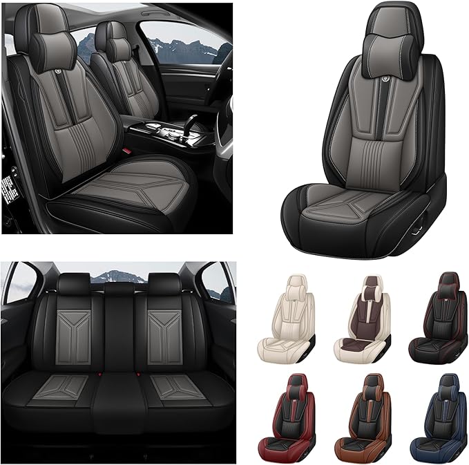 Car Seat Cover Full Set for Lexus RX 350 2007-2026,Faux Leather Seat Cover for Car,Breathable Vehicle Cushions Cover Waterproof Automotive Seat Covers with Headrests(5 seat,Black&Gray)