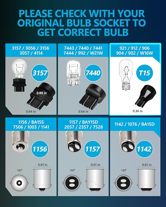 Yorkim 912 921 LED Backup Light Bulbs Red, High Power 2835 21-SMD Chipsets Extremely Bright Error Free T15 906 904 902 W16W for Back Up Lights Reverse Lights, Pack of 2