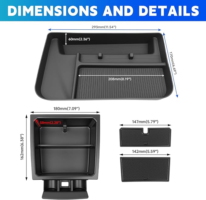 Center Console Dashboard Organizer Trays Fit for 2023-2026 Chevy Colorado GMC Canyon Armrest Dashboard Storage Box Compatible with Colorado Canyon Accessories, 2PCS