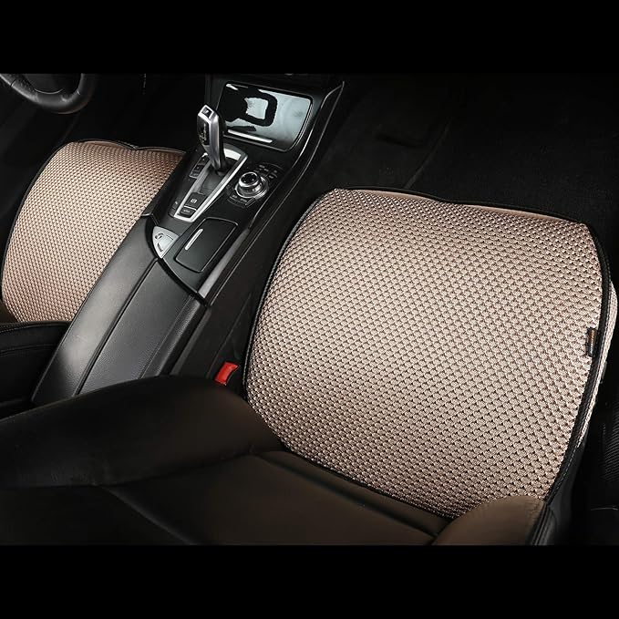 Auto Newer Breathable Universal Four Seasons Car Seat Covers,Luxury Car Seat Cushion ,Protectors for Front Seat Bottoms,Compatible with 95% Vehicles, Fit for Cars Truck SUV (Gold Beige,1PCS)