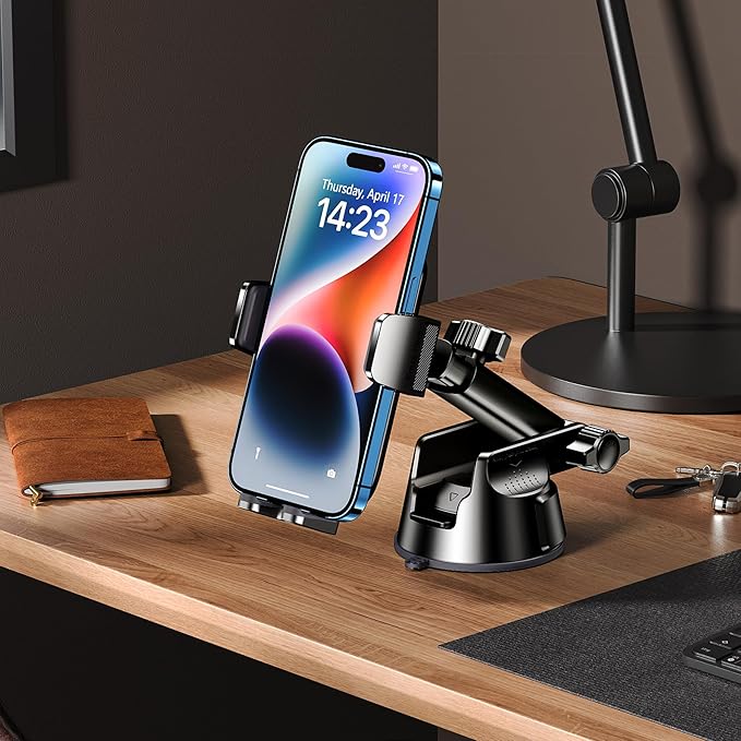 Qifutan Dash Mounted Holders Phone Holders for Your Car Phone Mount for Car Windshield Dashboard Air Vent Universal Desk Mounts Hands Free Automobile Cell Phone Holder Fit for iPhone Smartphone