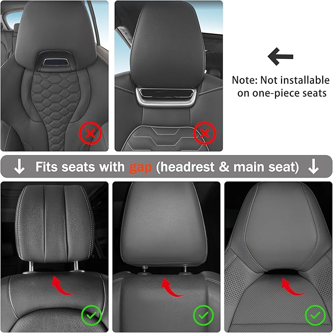 2pcs Car Neck Pillow for headrests,Support Drive Seats Head Cushion Pillows,Microfiber Velvet,Plant-Based Polyester,Thickness & Height Adjustable,11.8x7.5,Inner Liner fillable(Beige)