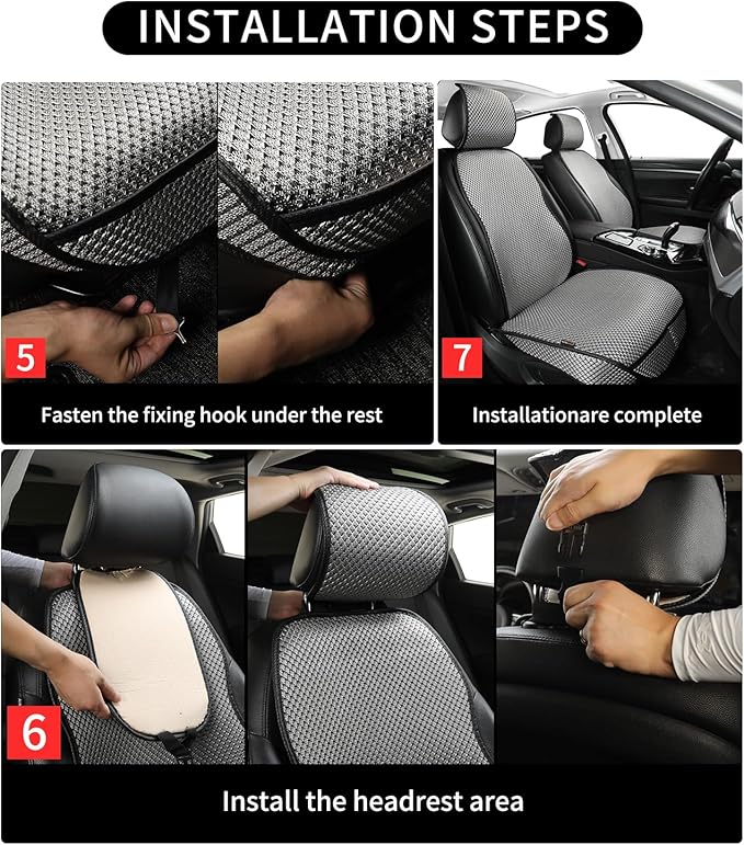 Auto Newer Car Seat Cover,Breathable Front Car Seat Cushion,Comfortable Car Seat Protector,Anti-Slip and Full Wrap Driver Car Seat Protector with Storage Pocket,Universal All Seasons(Gray,2PCS)