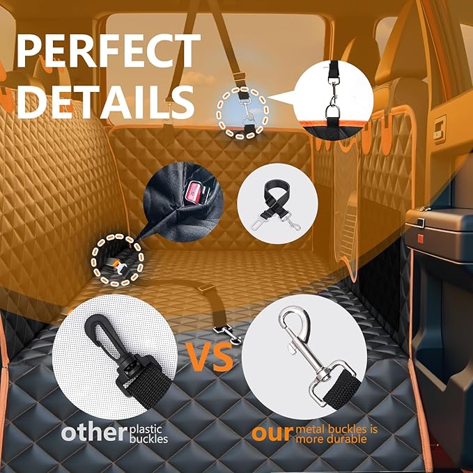 Back Seat Extender for Dogs,Dog Car Seat Cover for Back Seat with Hard Bottom Holds 500 lbs,Car Seat Protector,Waterproof Extender for Dogs,Pet Bed for Full Size F150/RAM1500/Silverado Crew Cab Pickup