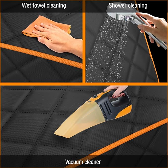 Active Pets Orange Car Rear Seat Cover for Dogs, Durable Waterproof & Scratch Resistant Vehicle Backseat Protector, Nonslip Dog Accessory & Pet Protection for Back Seats, Machine Washable