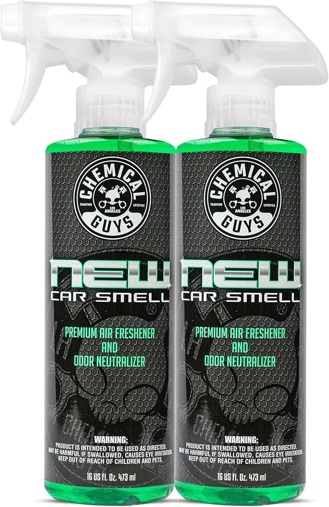 Chemical Guys New Car Smell Air Freshener and Premium Odor Eliminator Refreshes & Neutralizes Odors, Great Car Fresheners for Trucks, SUVs, RVs, and More - 16 Fl Oz (Pack of 2)